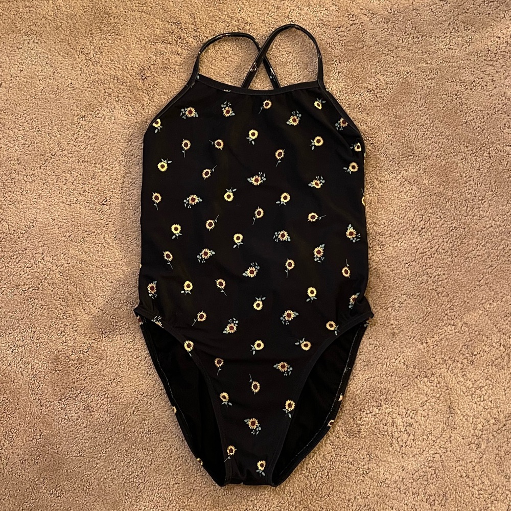 Jolyn Jackson 4 Black Sunflower Print Swimsuit